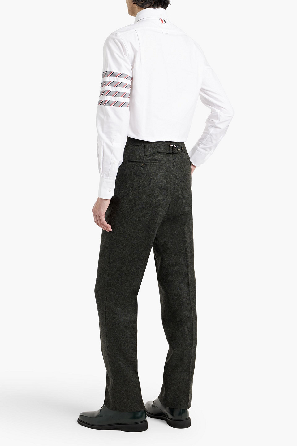 Thom Browne Wool Trousers With Back Pockets And Belt Loops In Charcoal