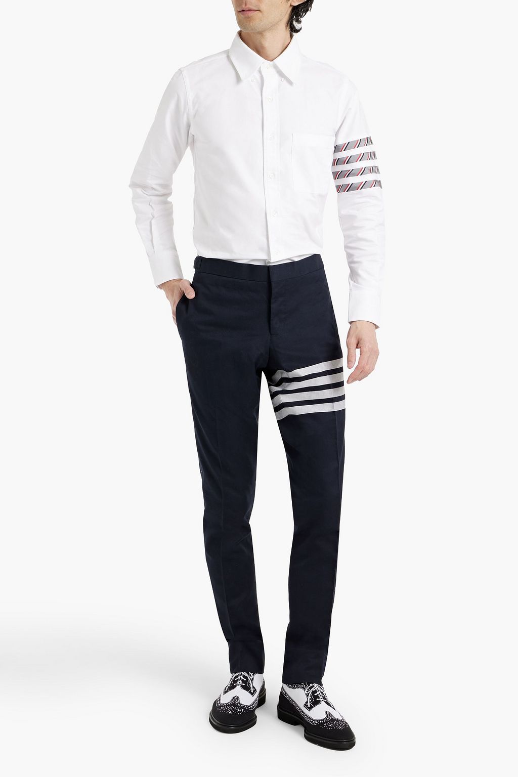 THOM BROWNE Striped cotton Oxford shirt