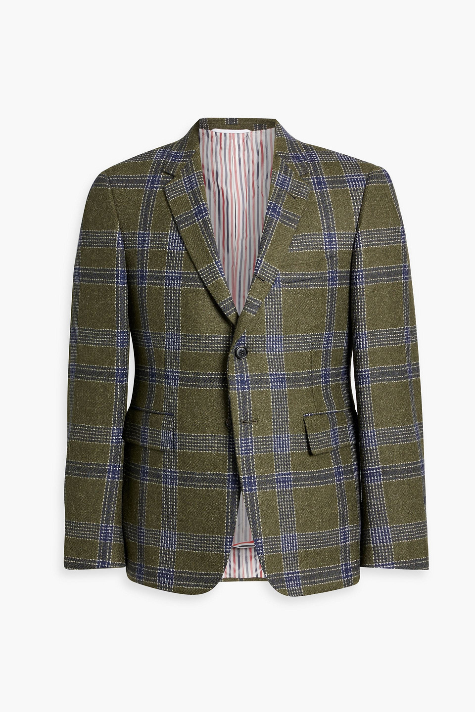 Thom Browne Checked Wool-tweed Blazer In Green