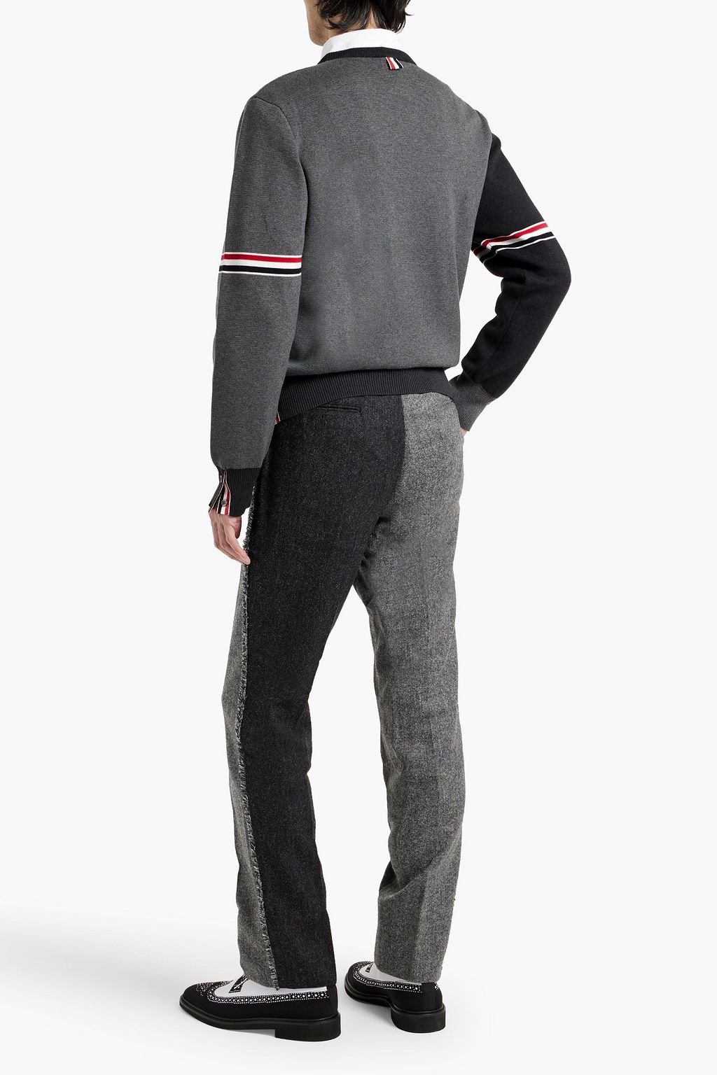 THOM BROWNE Tapered two-tone wool-tweed pants