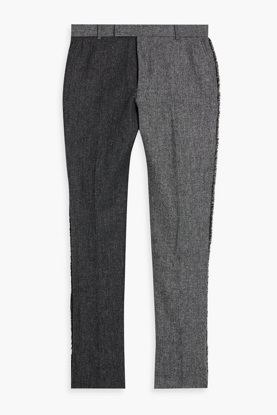 Thom Browne Tapered Two-tone Wool-tweed Pants In Dark Gray