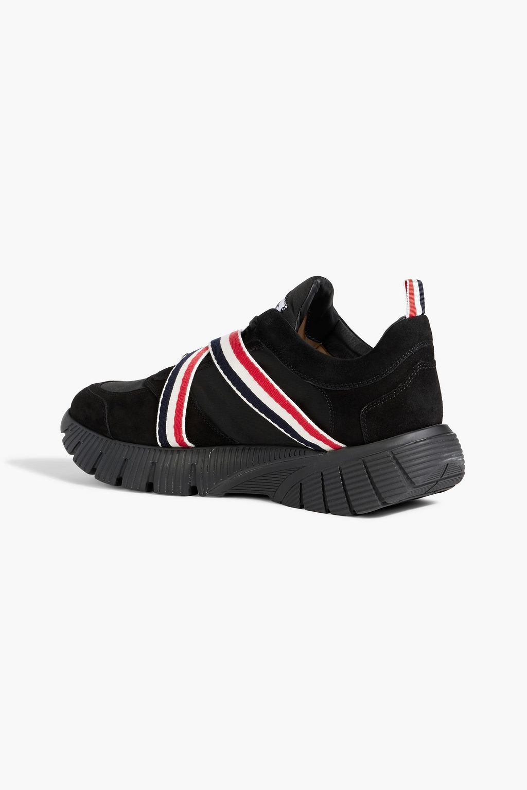 THOM BROWNE Striped shell and suede sneakers