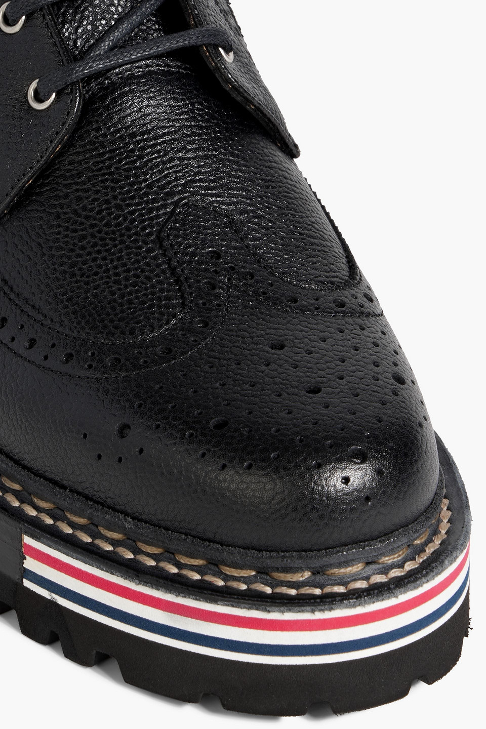 Thom Browne Pebbled-leather Brogue Boots In Black