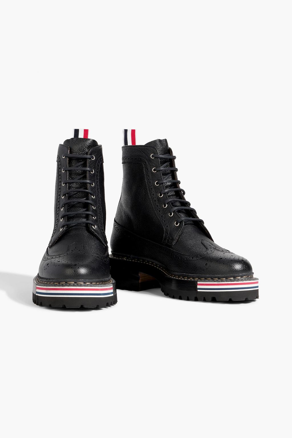 THOM BROWNE Pebbled-leather brogue boots