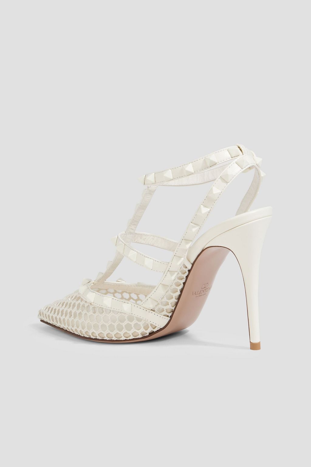 VALENTINO GARAVANI Rockstud leather-trimmed mesh pumps