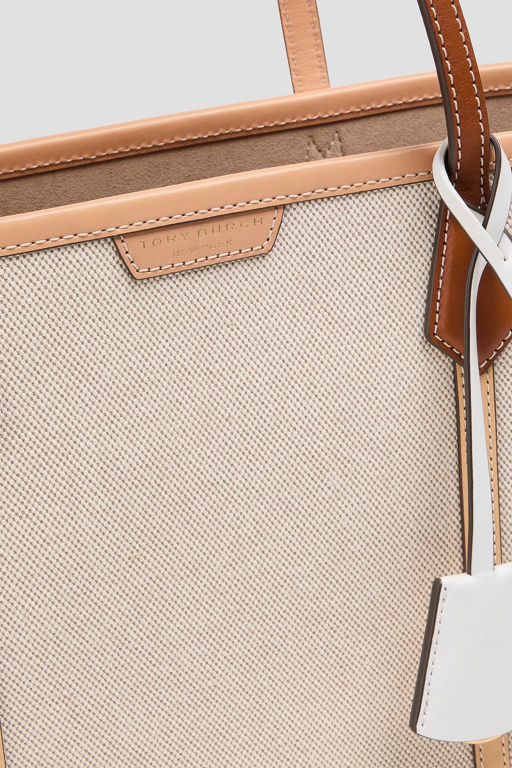 TORY BURCH Perry leather-trimmed canvas tote