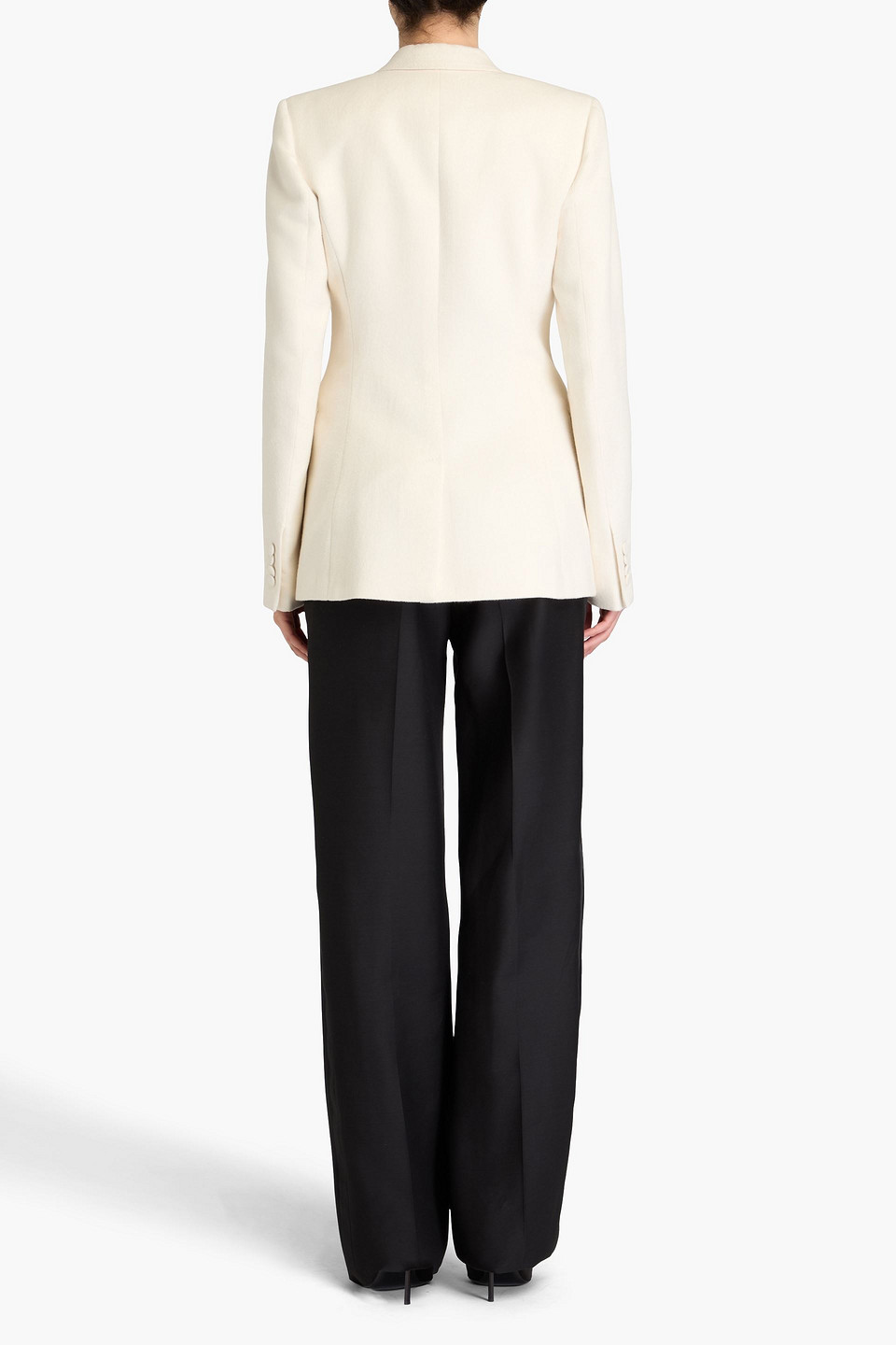 Shop Gabriela Hearst Double-breasted Brushed Silk Blazer In Elfenbein