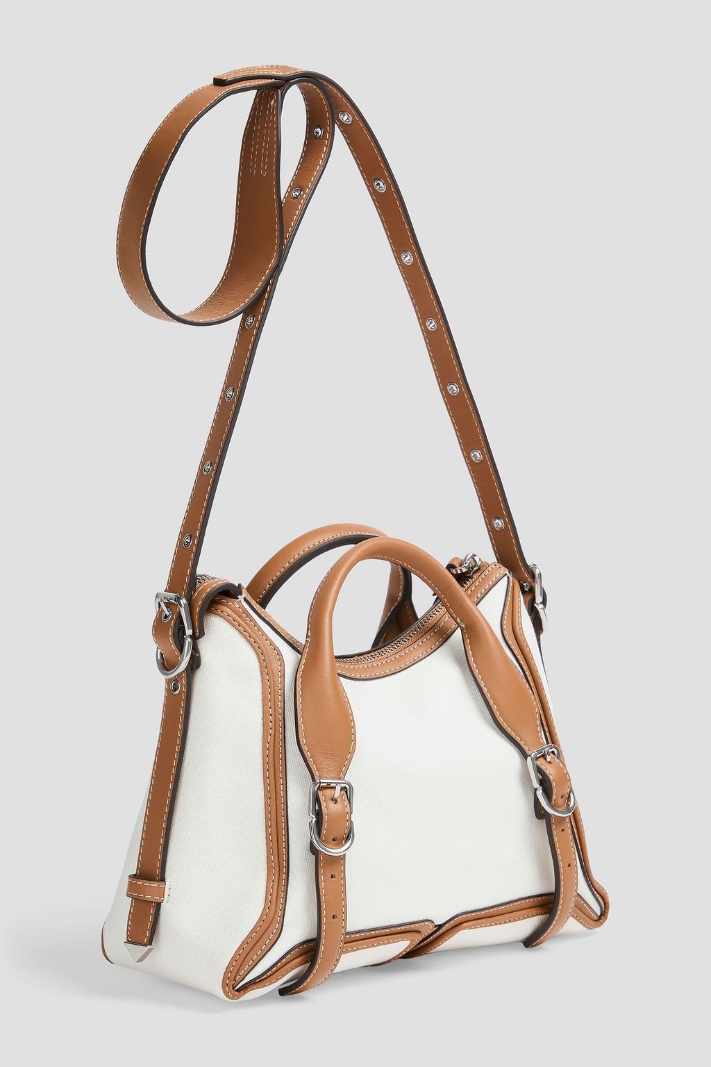 3.1 PHILLIP LIM حقيبة كتف باشلي موتو من الكنفا مزينة بحواف من الجلد