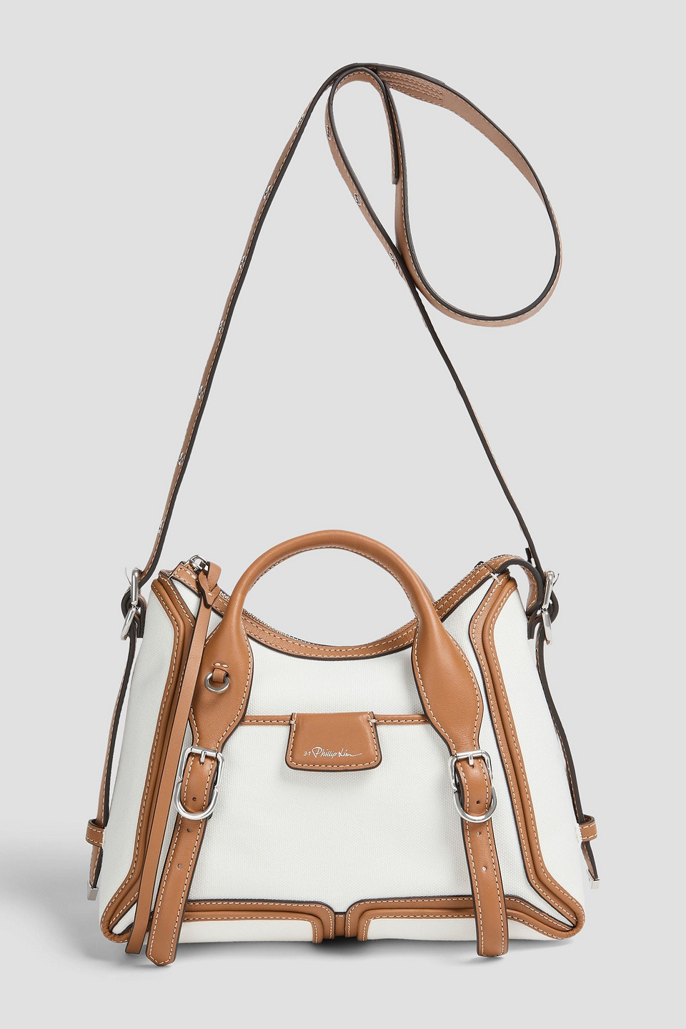 Pashli Moto leather-trimmed canvas shoulder bag