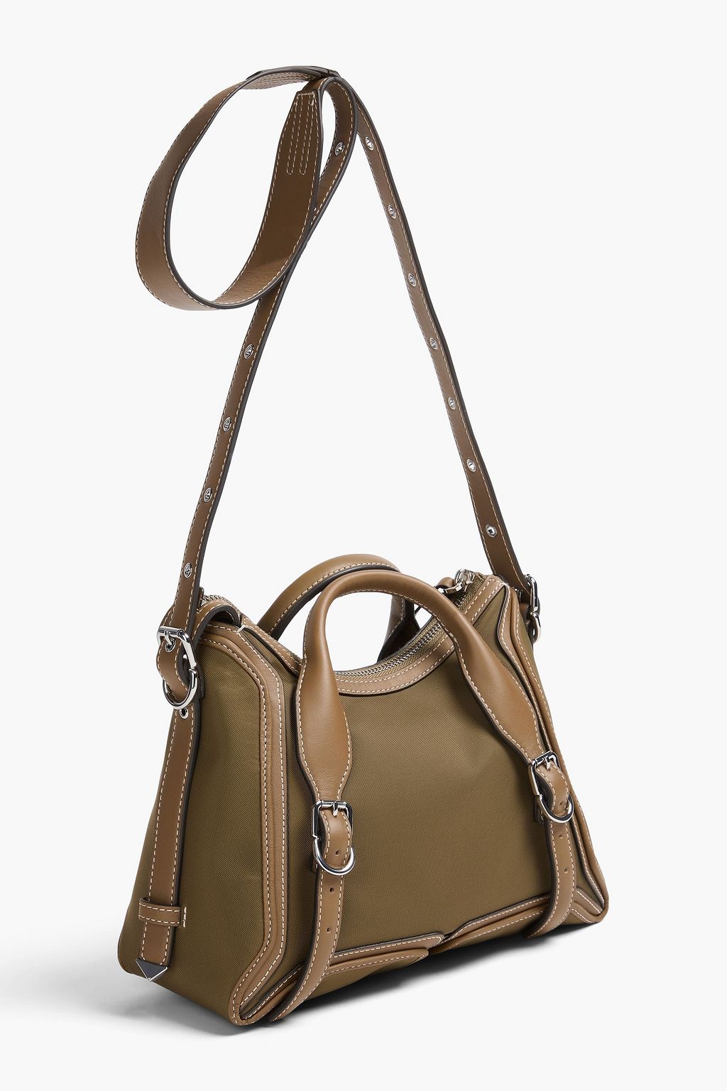 3.1 PHILLIP LIM حقيبة كتف من قماش عازل بحواف من الجلد