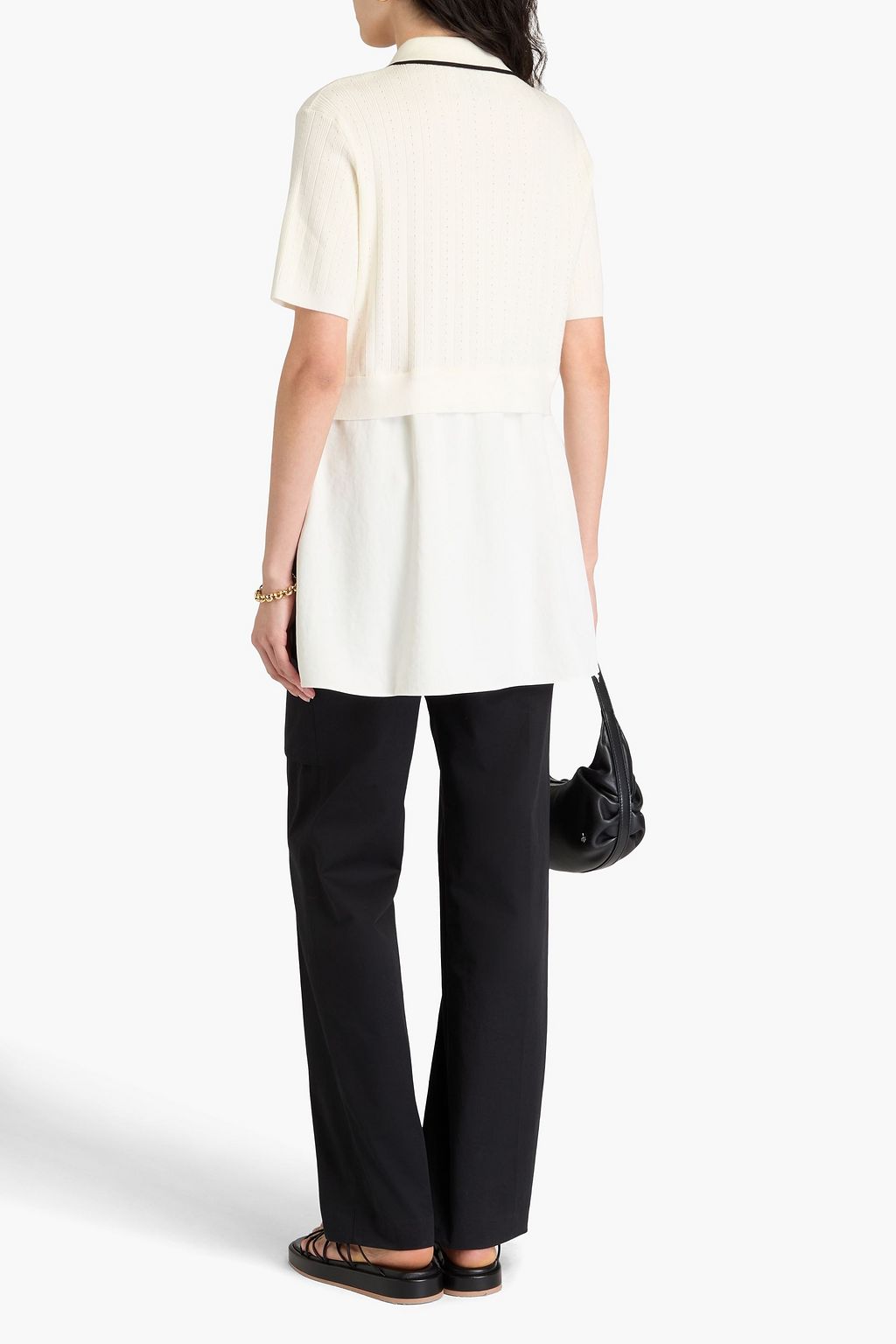 3.1 PHILLIP LIM Pointelle-knit and twill polo shirt