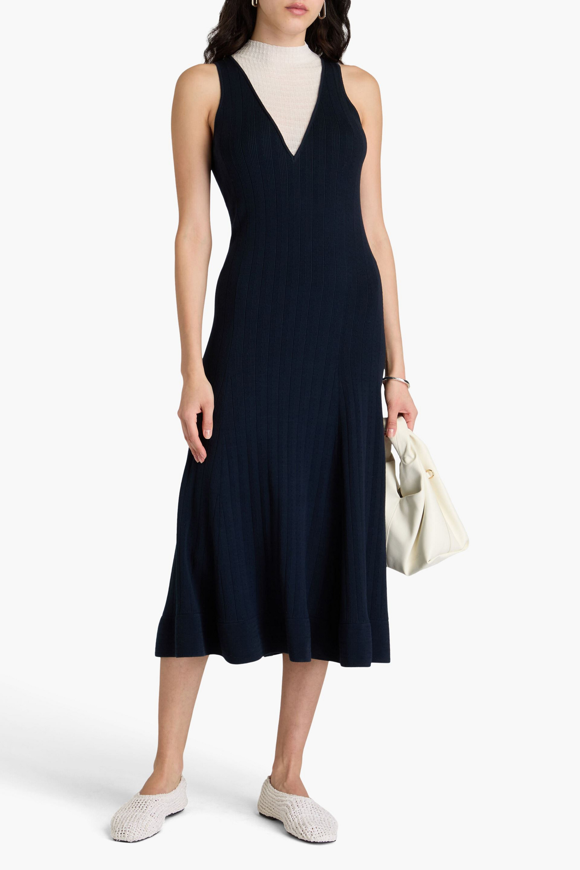 3.1 Phillip Lim Layered waffle-knit and ribbed Lyocell-blend midi dress
