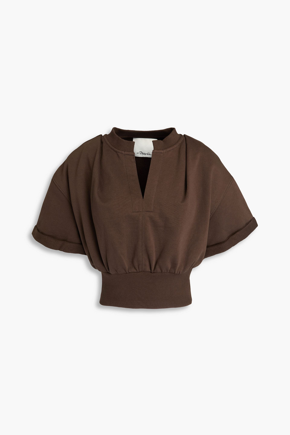 3.1 Phillip Lim Cropped French Cotton-terry Sweatshirt In Chocolate