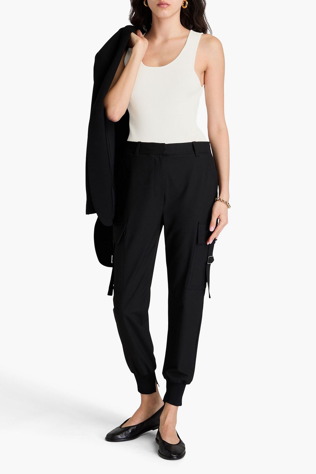 3.1 PHILLIP LIM بلوزة بدون أكمام من الجيرسي بتصميم مضلّع