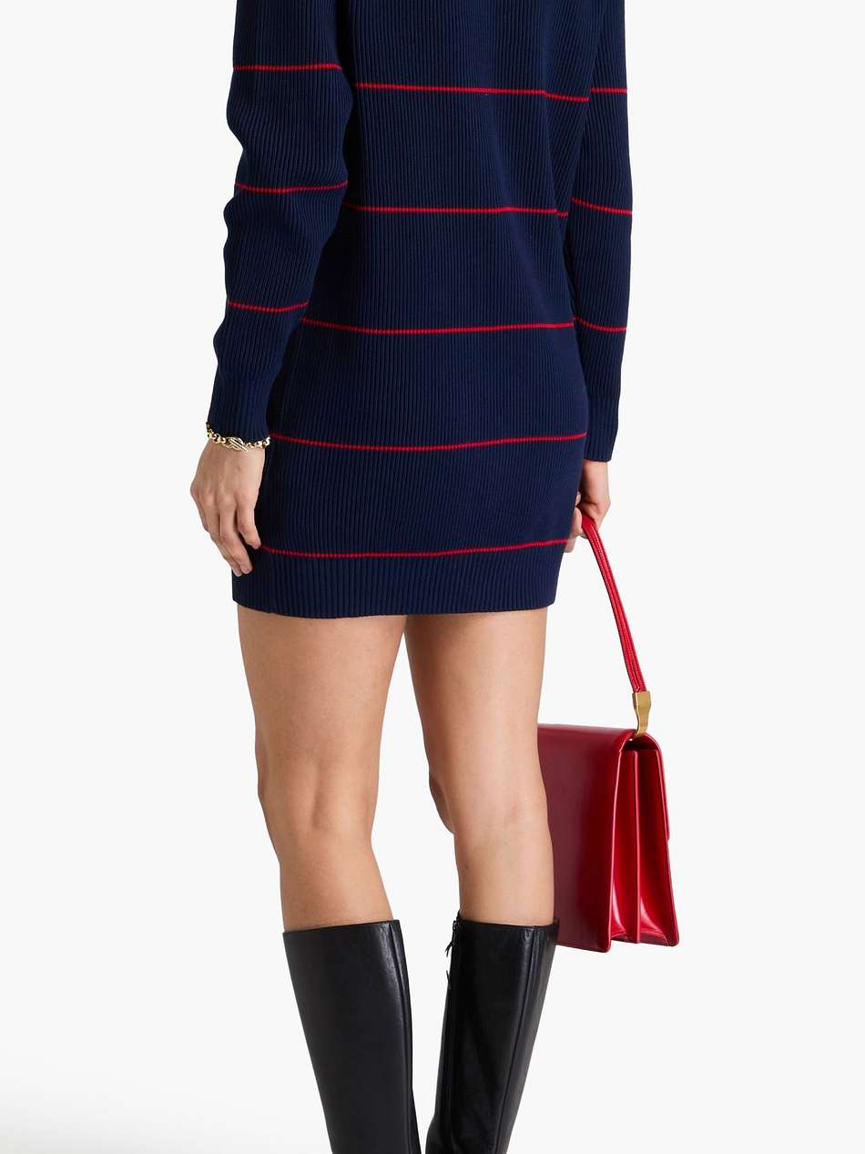 striped cotton-blend mini dress