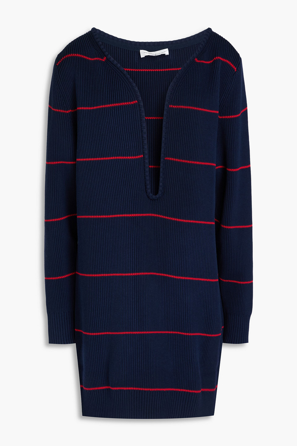 Striped cotton-blend mini dress