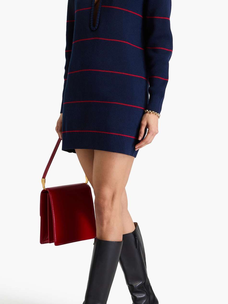striped cotton-blend mini dress