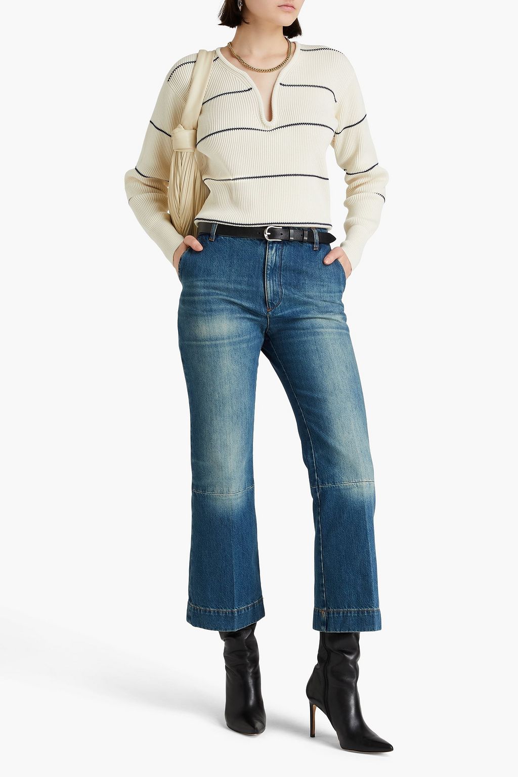 VICTORIA BECKHAM Faded high-rise bootcut jeans