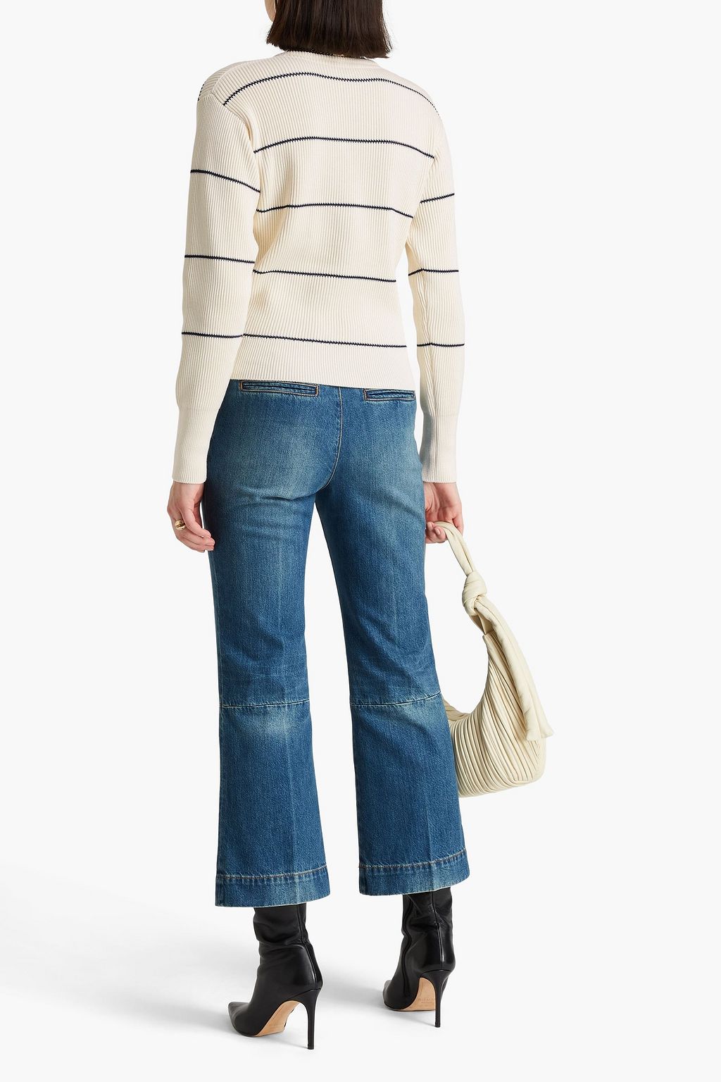 VICTORIA BECKHAM Striped ribbed cotton-blend sweater
