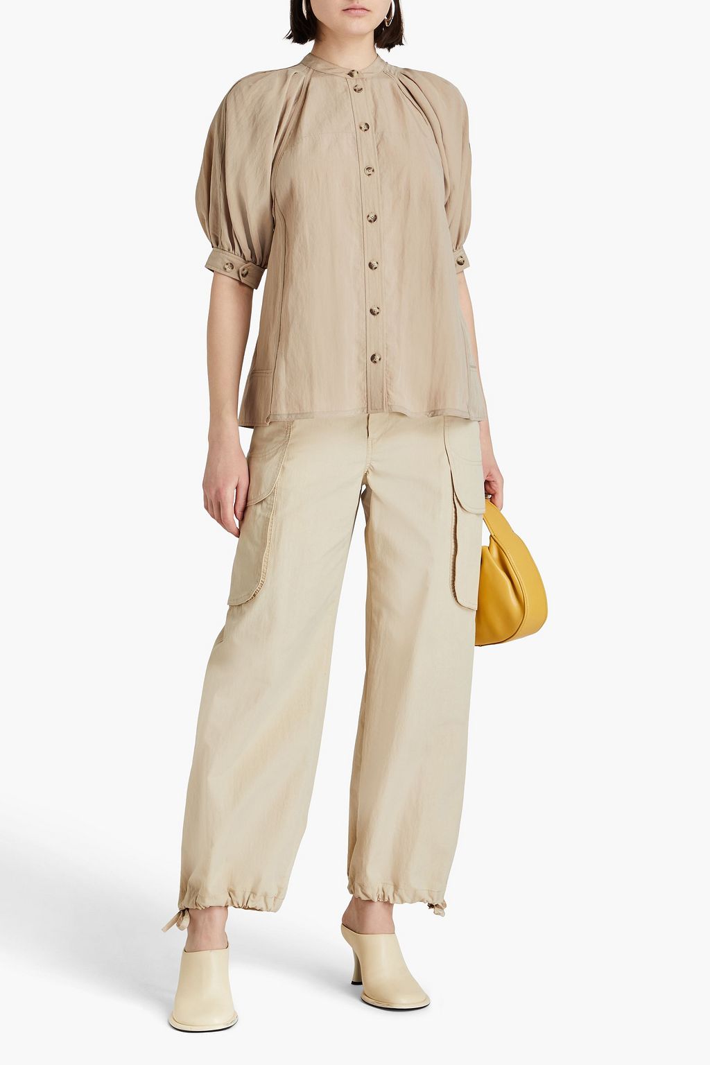 3.1 PHILLIP LIM بلوزة مصنوعة من مزيج التنسل مزينة بكسرات