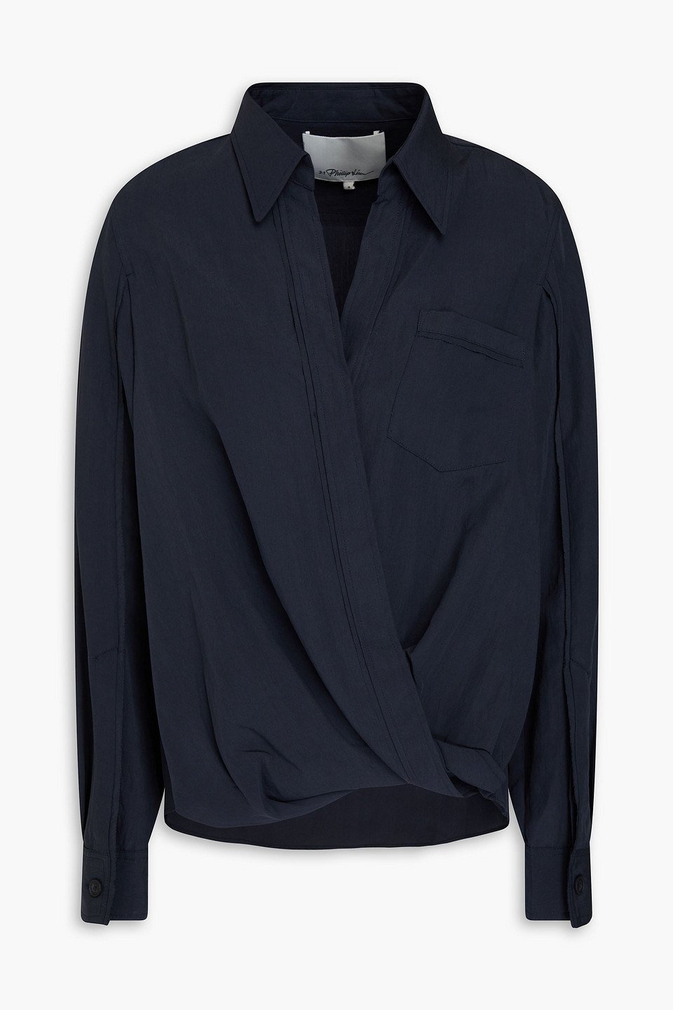 3.1 Phillip Lim Draped Crossover Shirt In Na410 Navy
