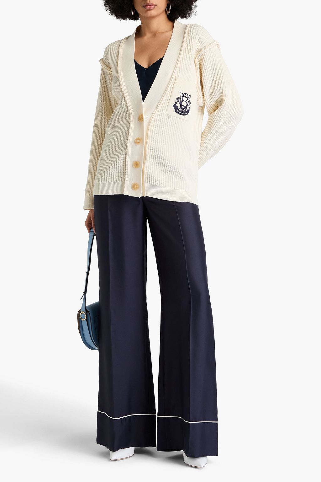 VICTORIA BECKHAM Cardigan aus einer gerippten Baumwollmischung mit Stickereien