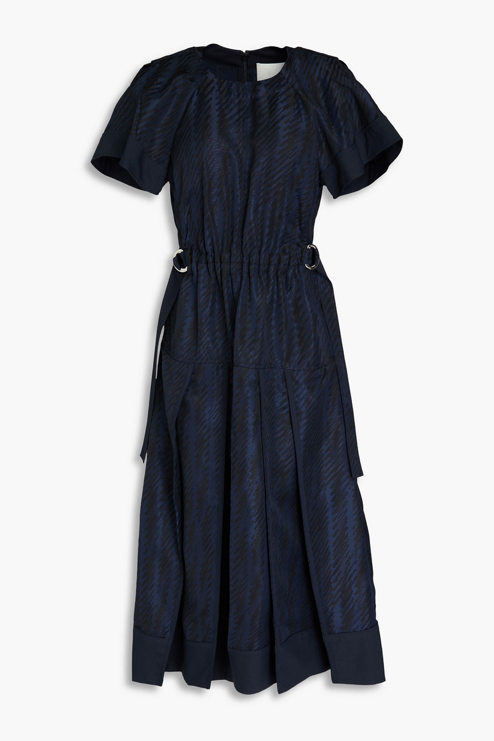 3.1 Phillip Lim Pleated Jacquard Midi Dress In Midnight Blue