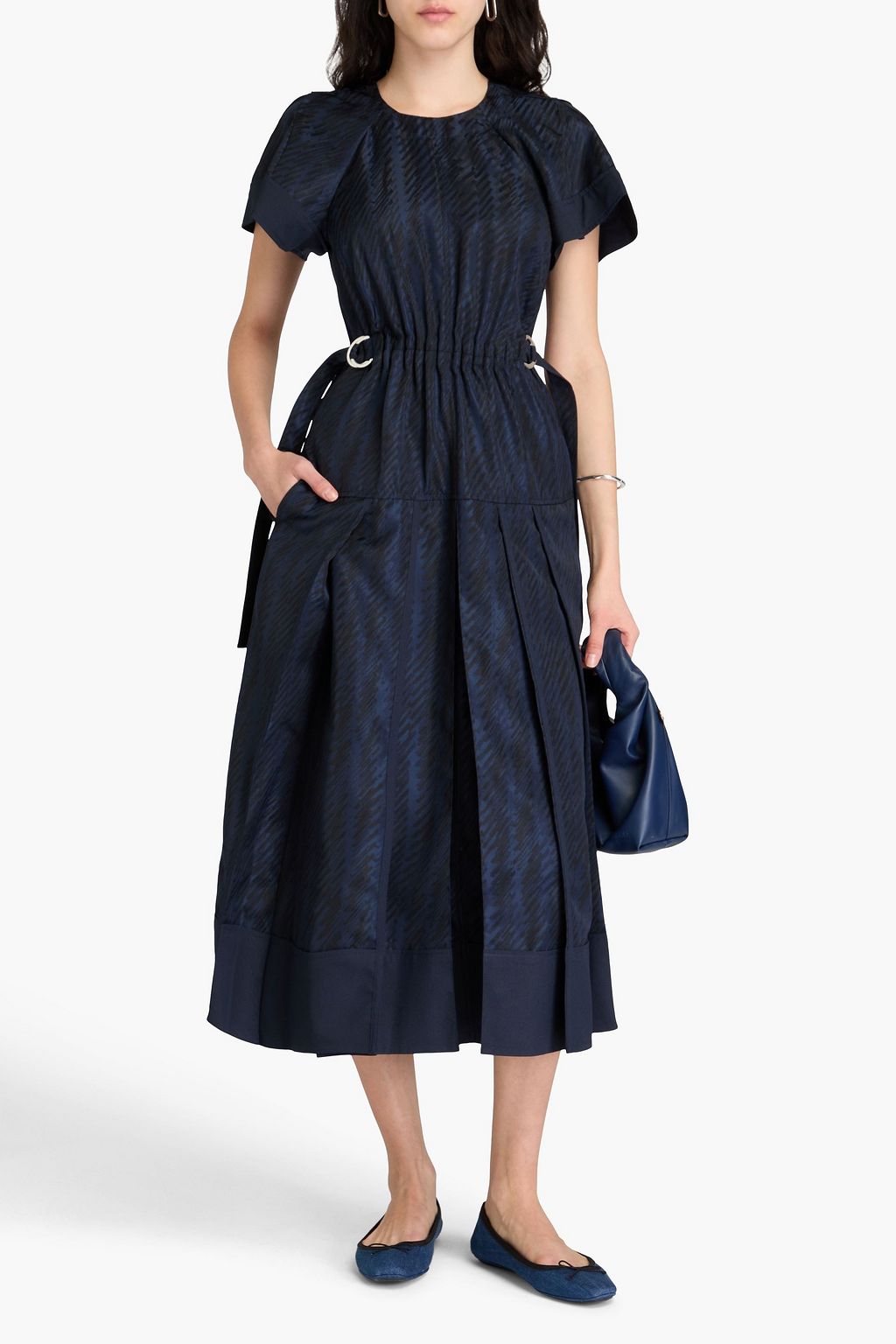 3.1 PHILLIP LIM فستان متوسط الطول من الجاكار مزيّن بكسرات