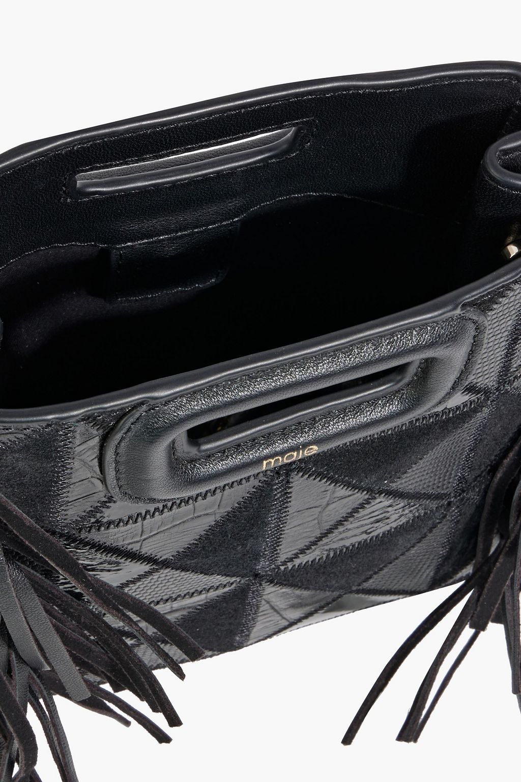 MAJE Fringed patchwork leather shoulder bag