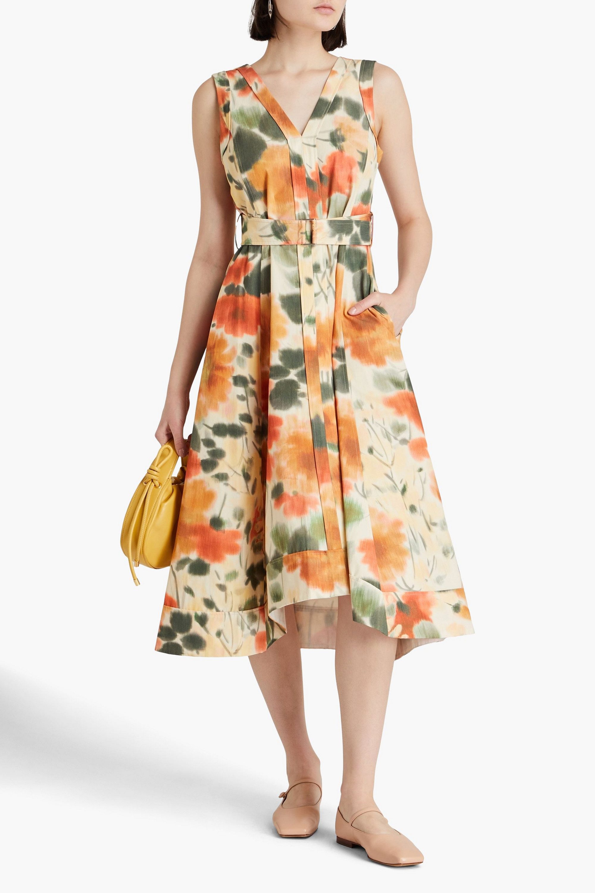 3.1 Phillip Lim Belted floral-print cotton midi dress