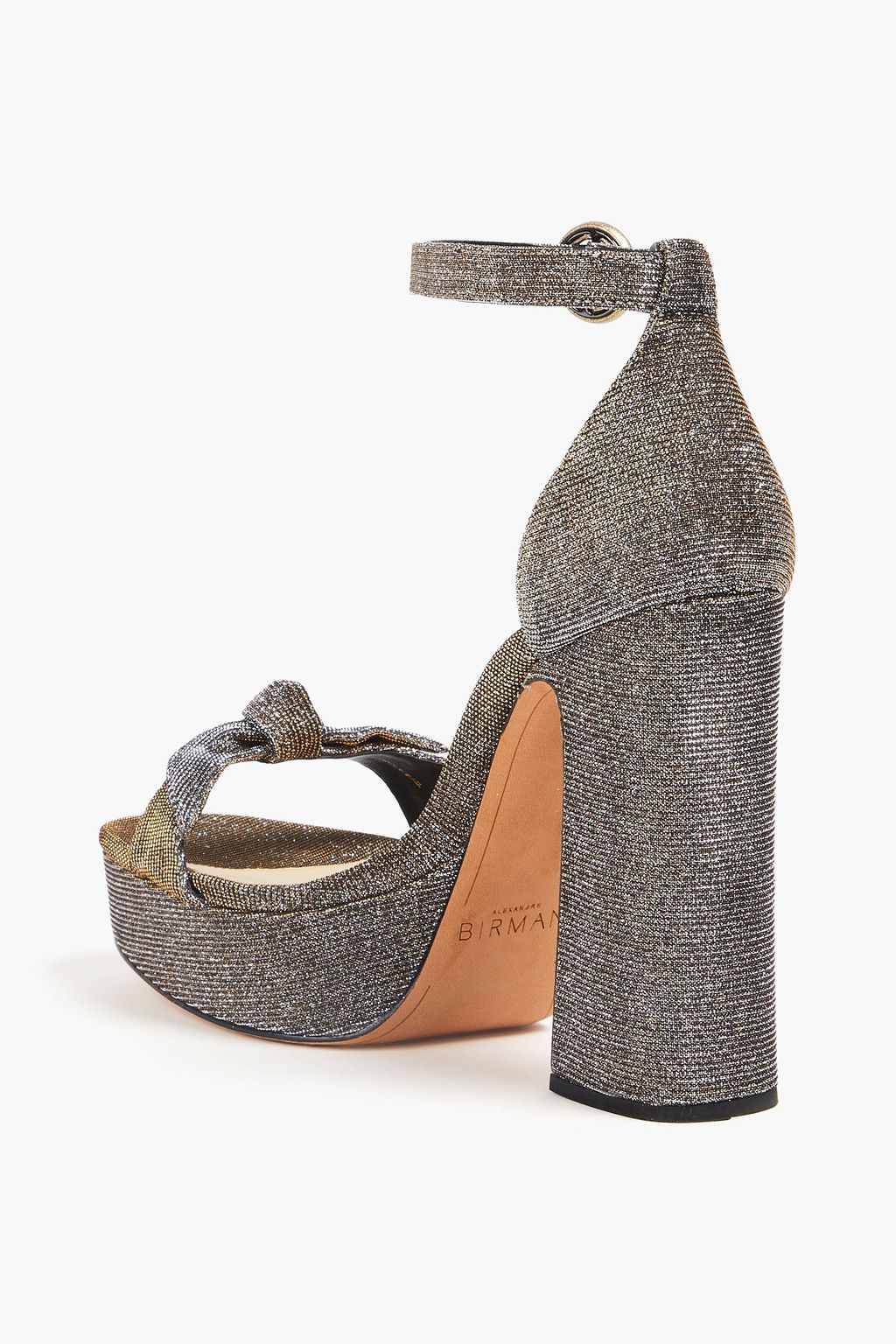 ALEXANDRE BIRMAN ラメ プラットフォームサンダル リボン付き