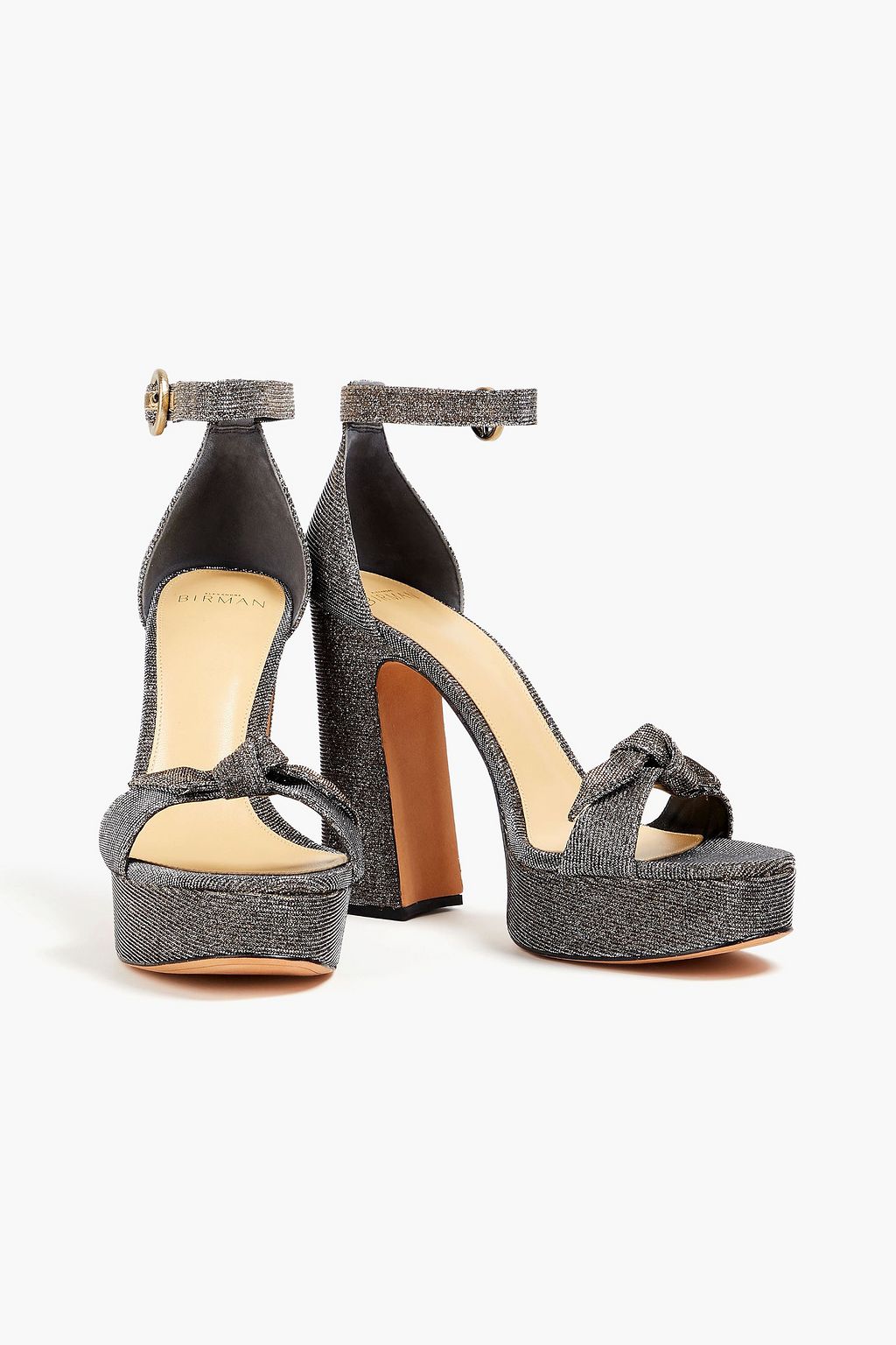 ALEXANDRE BIRMAN ラメ プラットフォームサンダル リボン付き