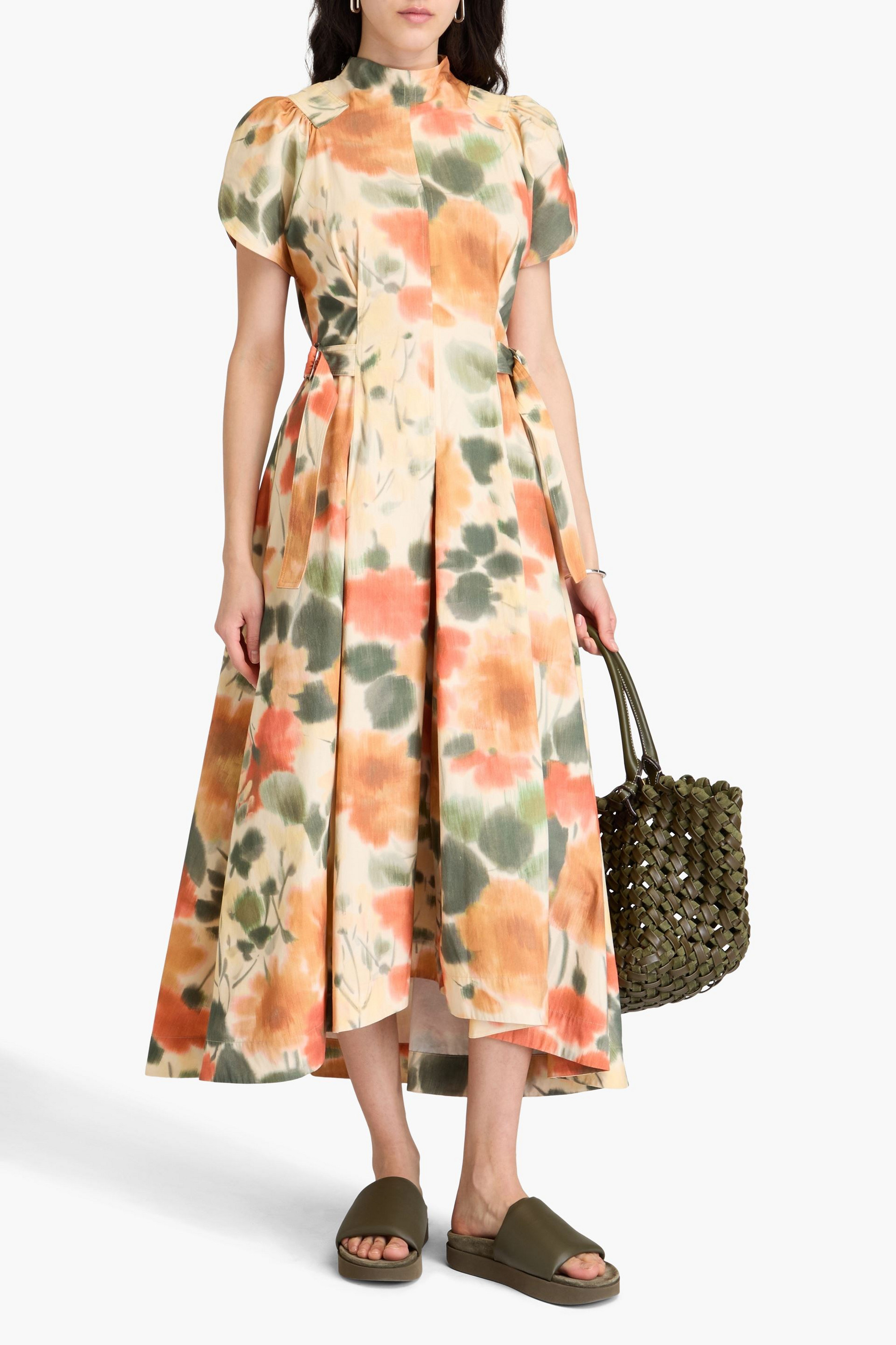 3.1 Phillip Lim Pleated floral-print cotton-poplin midi dress