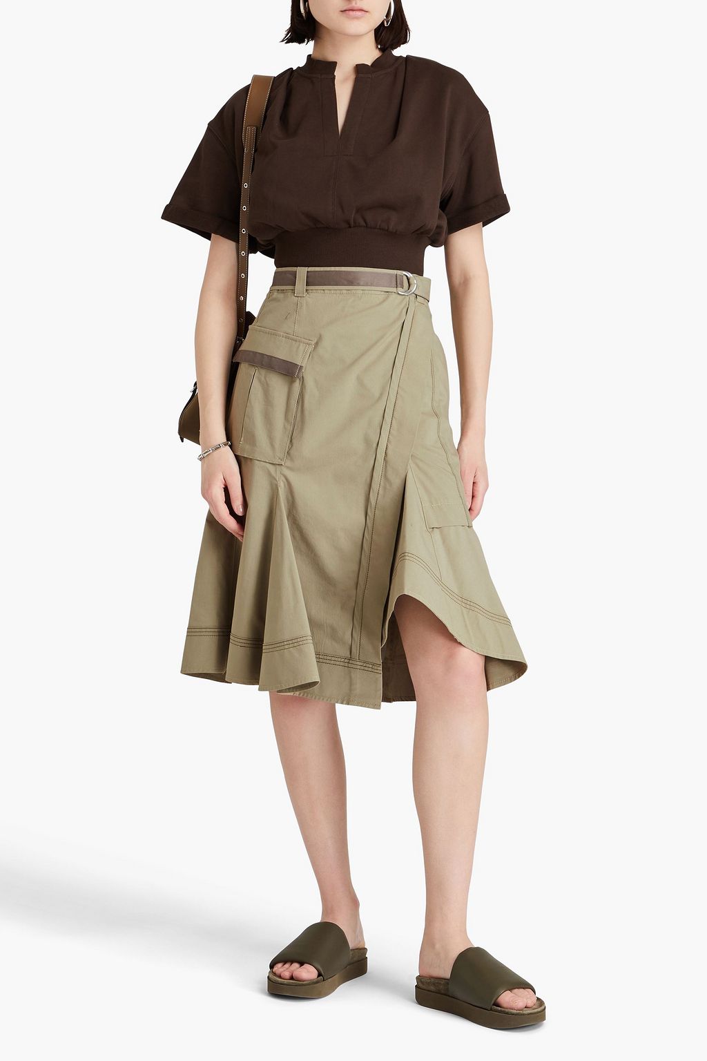 3.1 PHILLIP LIM تنورة بقصّة غير متماثلة من مزيج من القطن