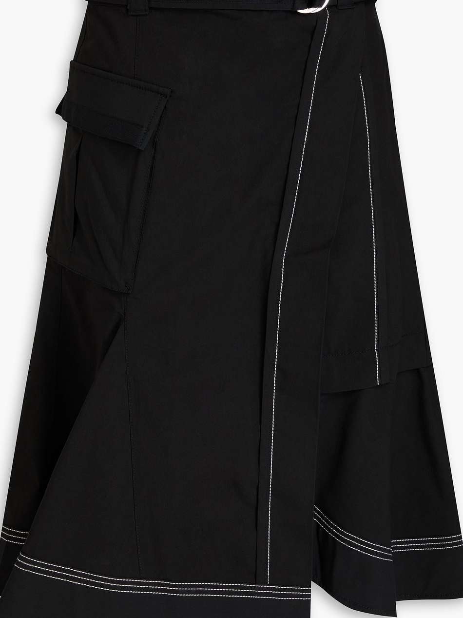 asymmetric cotton-blend skirt