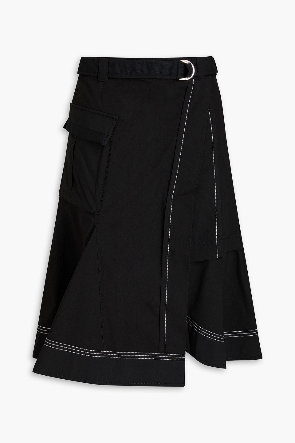 3.1 Phillip Lim Asymmetric Cotton-blend Skirt In Black