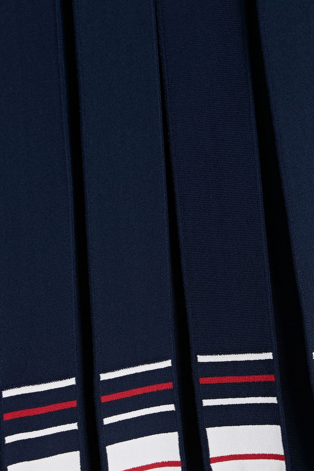 THOM BROWNE Pleated striped stretch-knit skirt