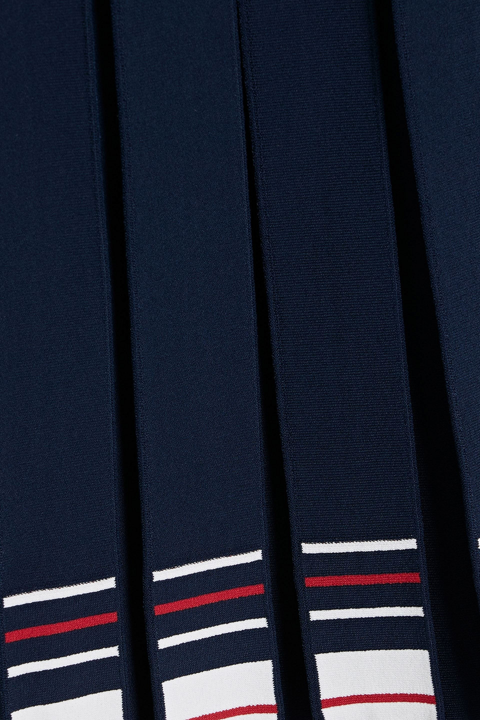 Thom Browne Pleated Striped Stretch-knit Skirt In Midnight Blue