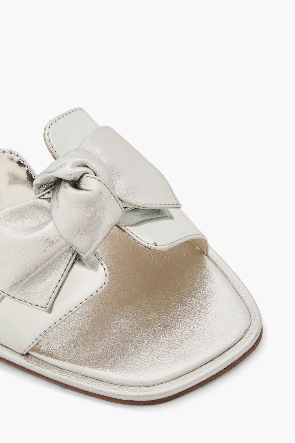 ALEXANDRE BIRMAN Clarita レザー スライドサンダル リボン付き メタリック