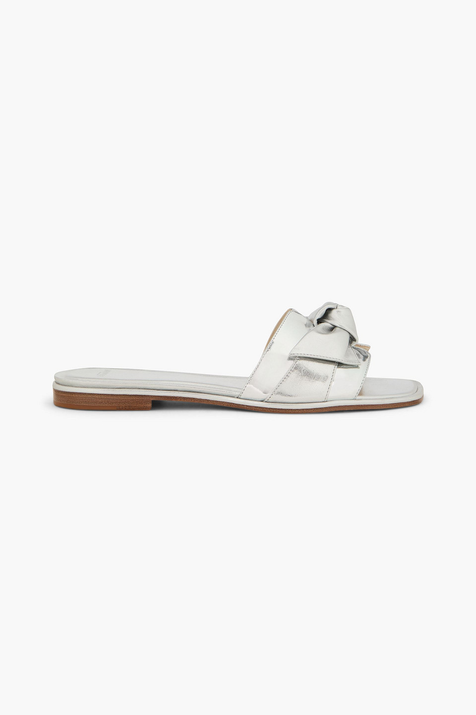 Alexandre Birman Clarita Bow-detailed Metallic Leather Slides In Silver