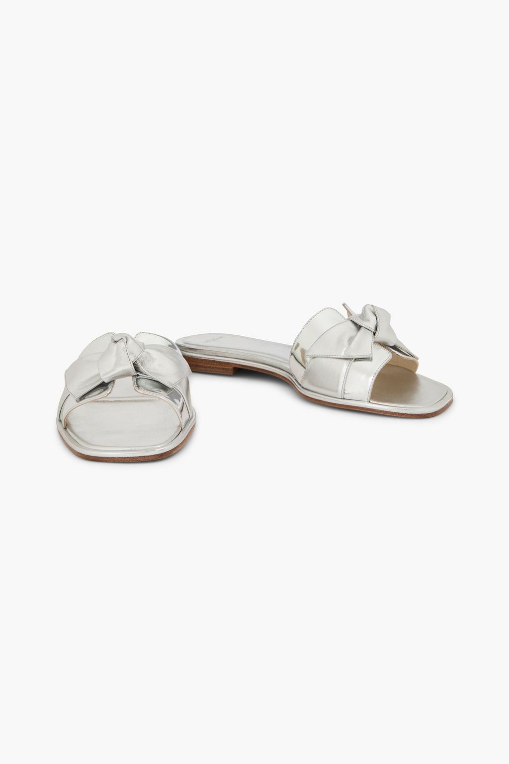 ALEXANDRE BIRMAN Clarita レザー スライドサンダル リボン付き メタリック