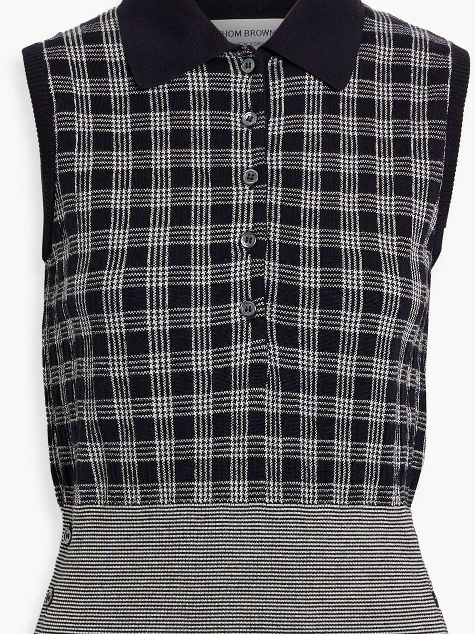 checked merino wool top