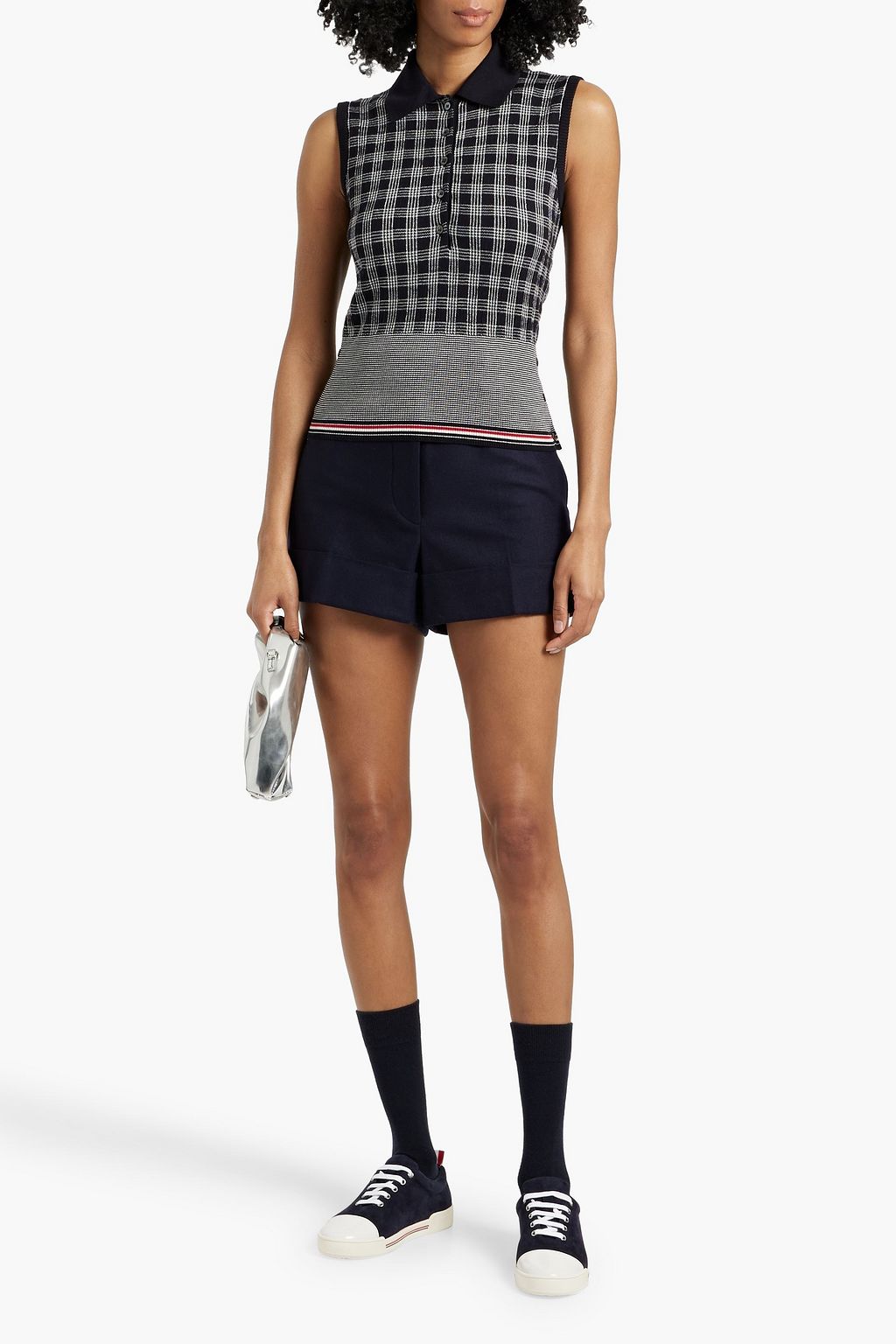 THOM BROWNE Checked merino wool top