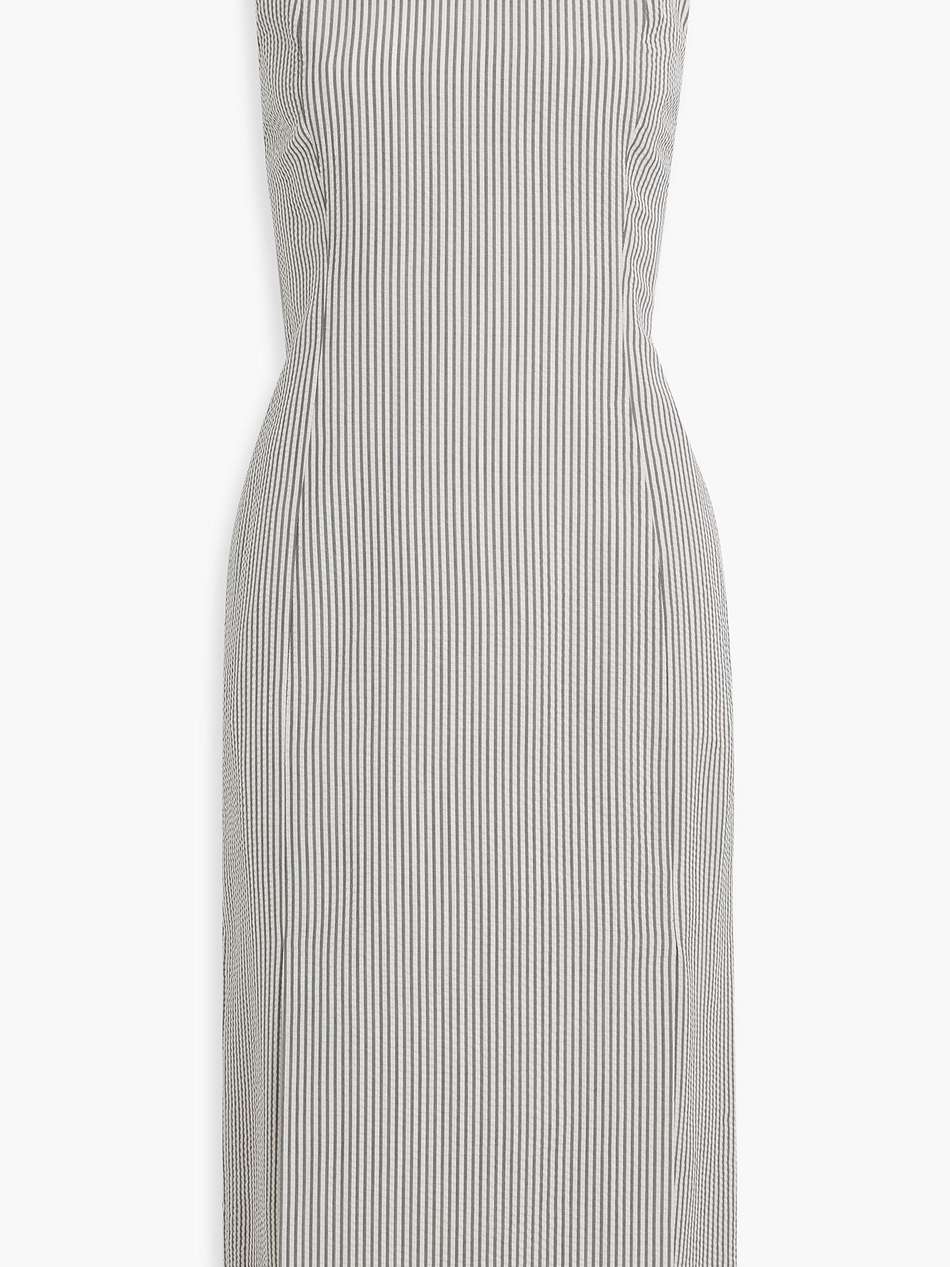 striped wool-seersucker midi dress