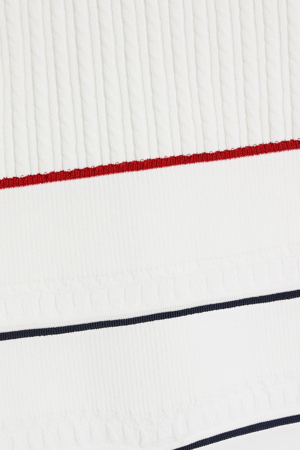 THOM BROWNE Striped cable-knit polo shirt