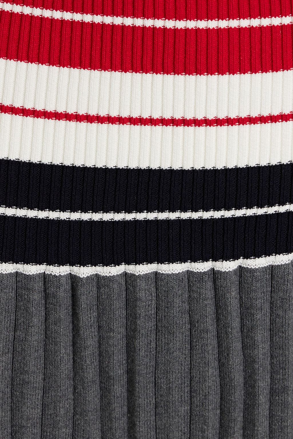 THOM BROWNE Striped pleated cotton-blend midi skirt