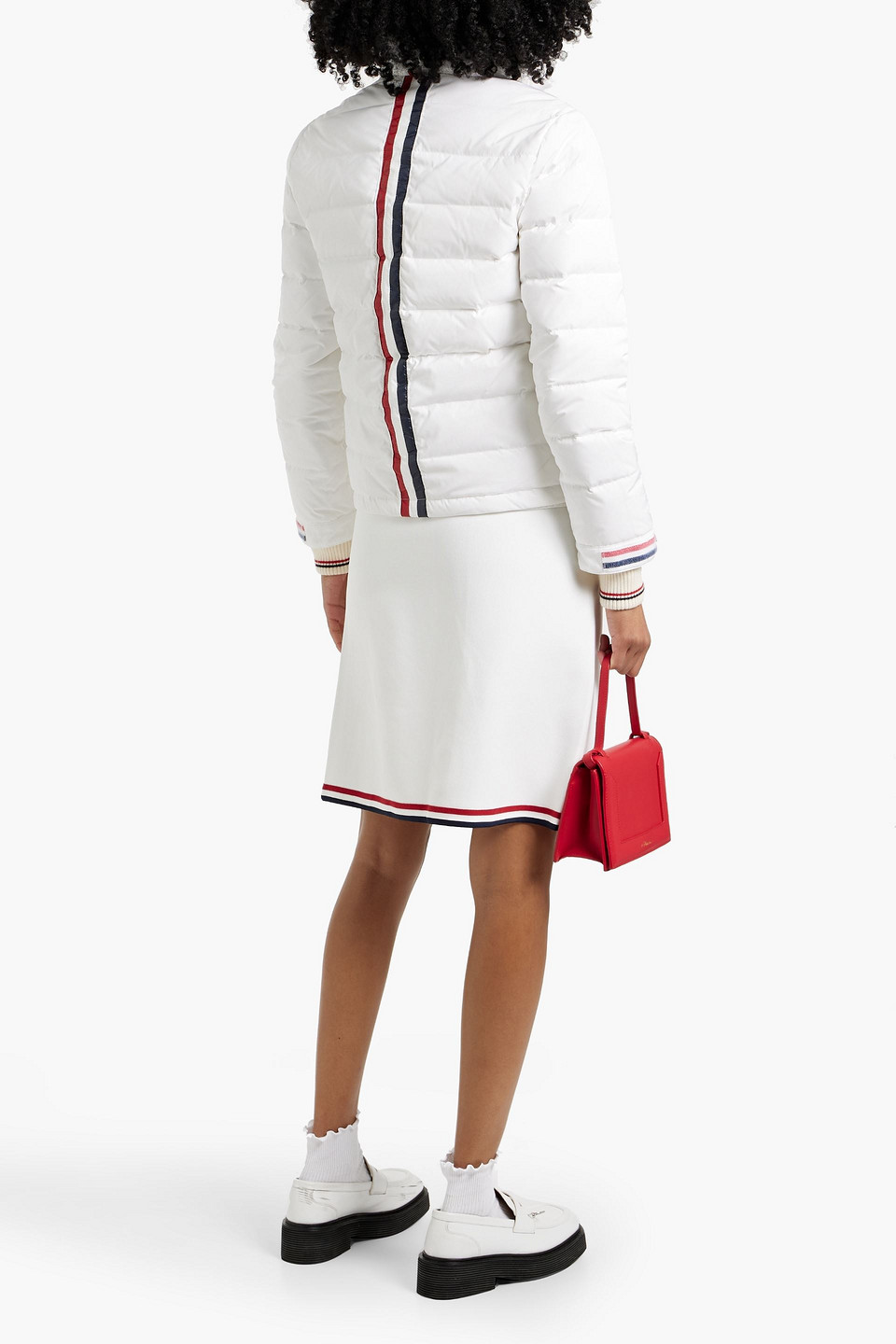 Thom Browne Striped Quilted Shell Down Jacket In White