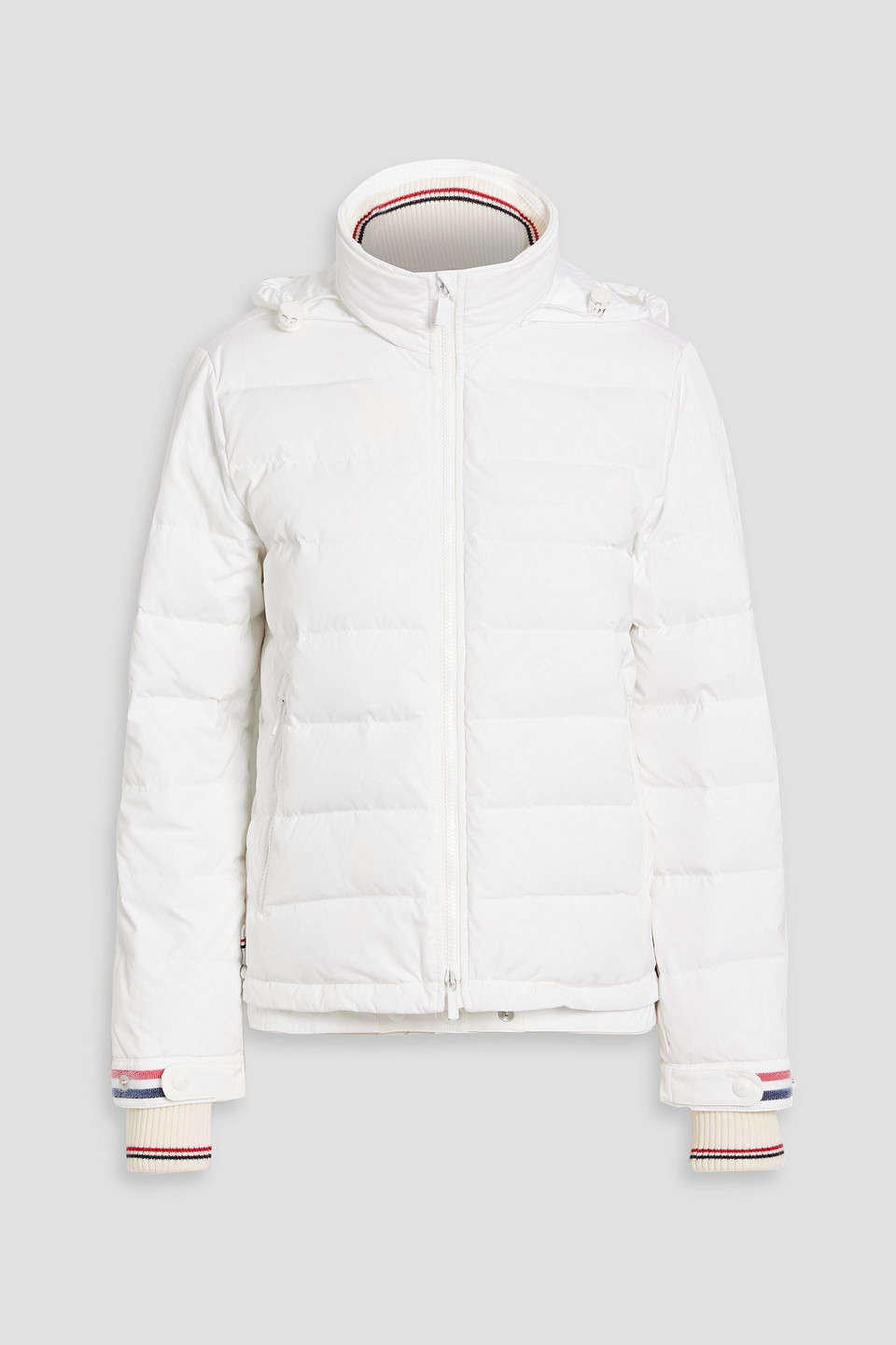 Thom Browne Striped Quilted Shell Down Jacket In White