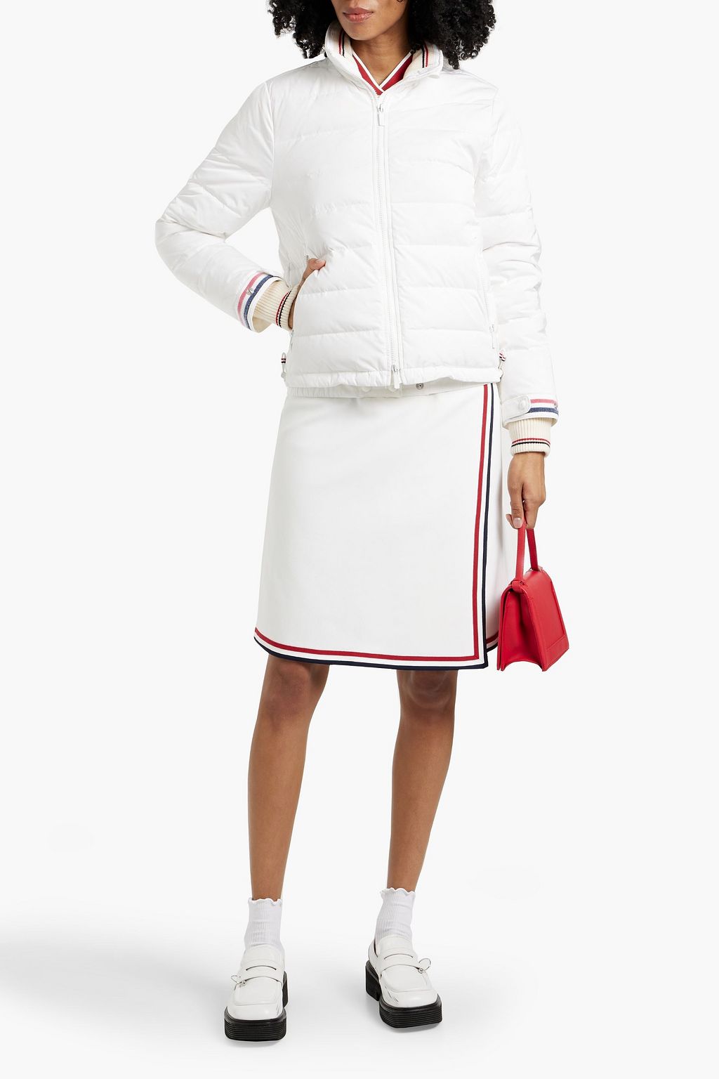 THOM BROWNE Striped quilted shell down jacket