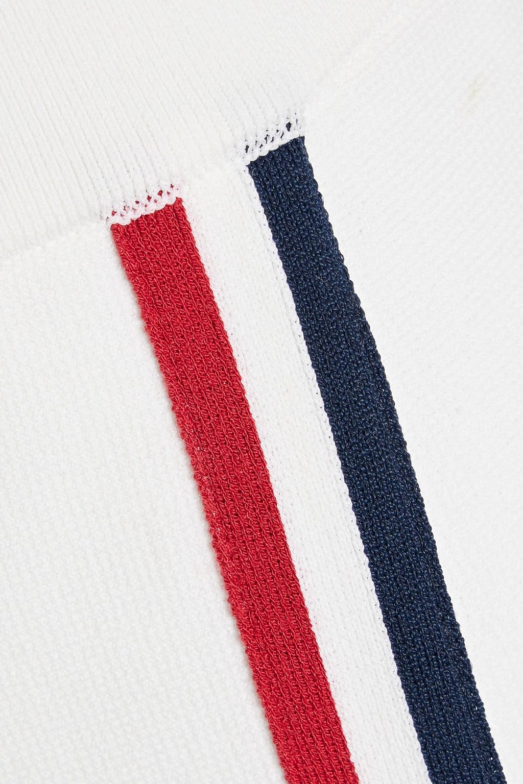 THOM BROWNE Wrap-effect striped stretch-knit skirt